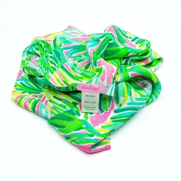 Lilly Pulitzer Green Pink Blue Cotton Infinity Scarf - Picture 1 of 7